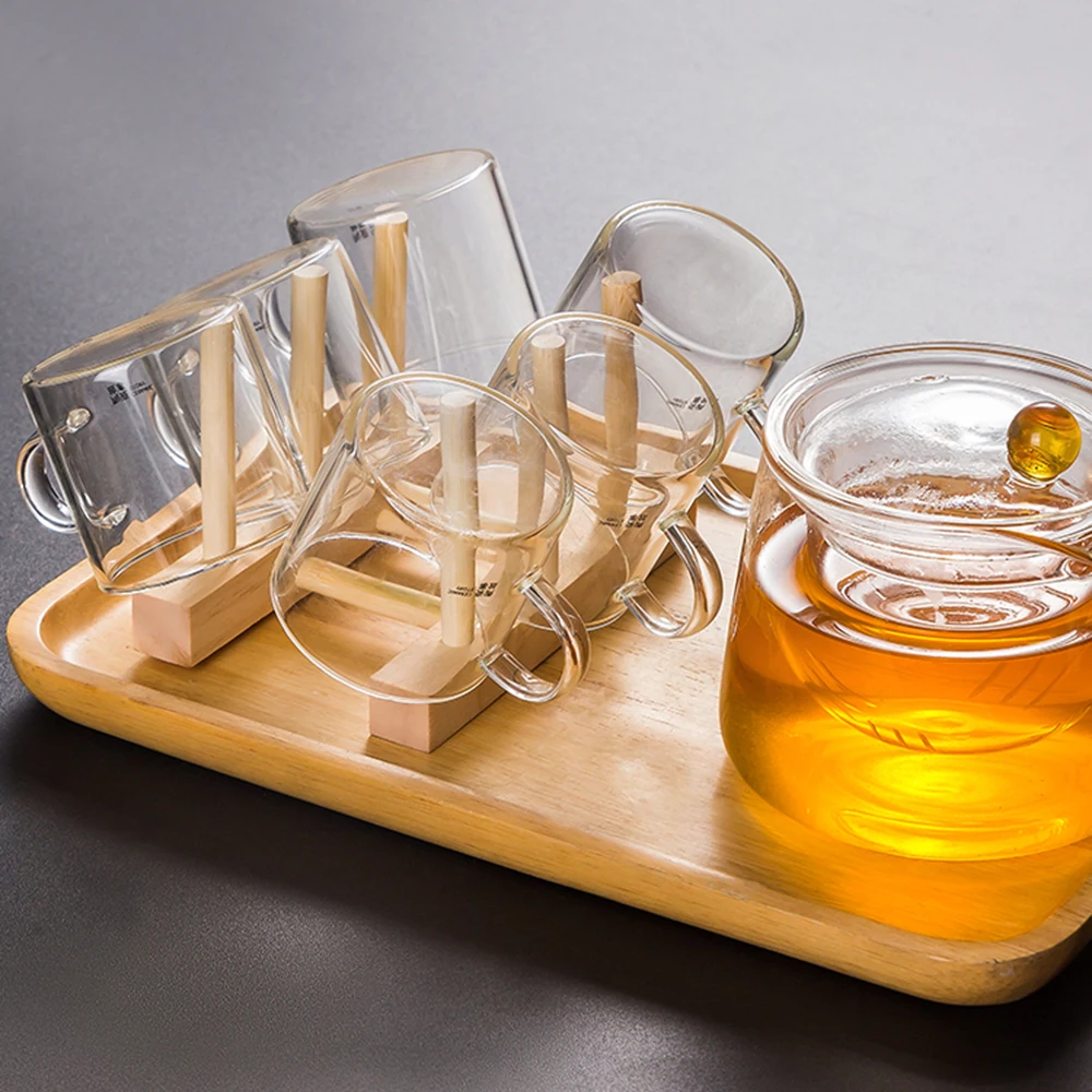 Dish Drain Rack Dinnerware Bamboo Wooden Kitchen Organizer Tray Plate Drying Shelf Wooden Book Cups Display Stand Drainer Holder 2