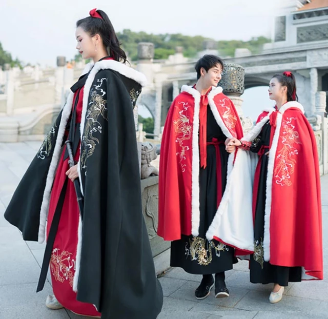 Traditional Chinese Hooded Cloak for Winter