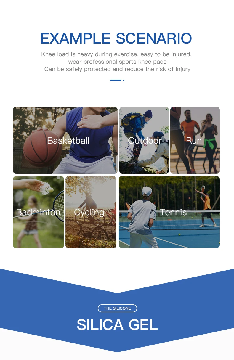 Kyncilor Elastische Silikon-Kniebandage, Nylon, Sport-Knieschützer, Fitness-Ausrüstung, Patella-Klammer, Unterstützung für Laufen, Basketball, Volleyball – Detail 5