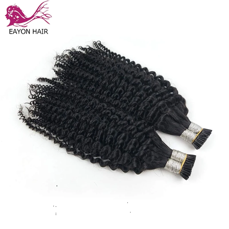 

Kinky Curly I Tip Hair Extensions For Black Women 1g/s 100 strand Brazilian Remy Human Hair Micro Links Bundles Color 1#/2#/4#