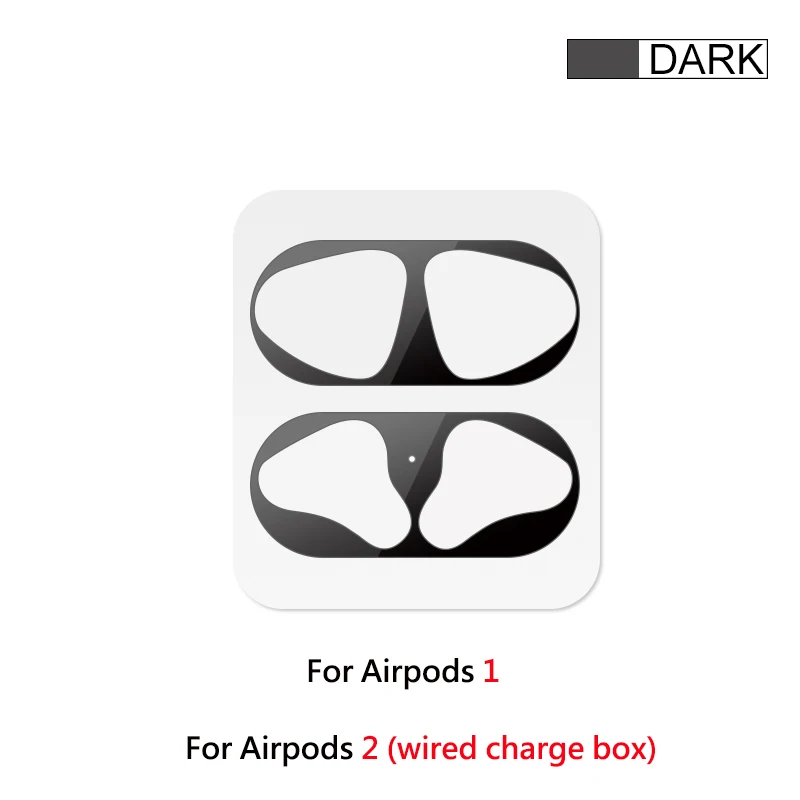 Металлическая Пылезащитная наклейка для Apple AirPods чехол ультра-тонкий Аксессуар Защитная Наклейка Пылезащитная Защита кожи для AirPods 2 - Цвет: Черный