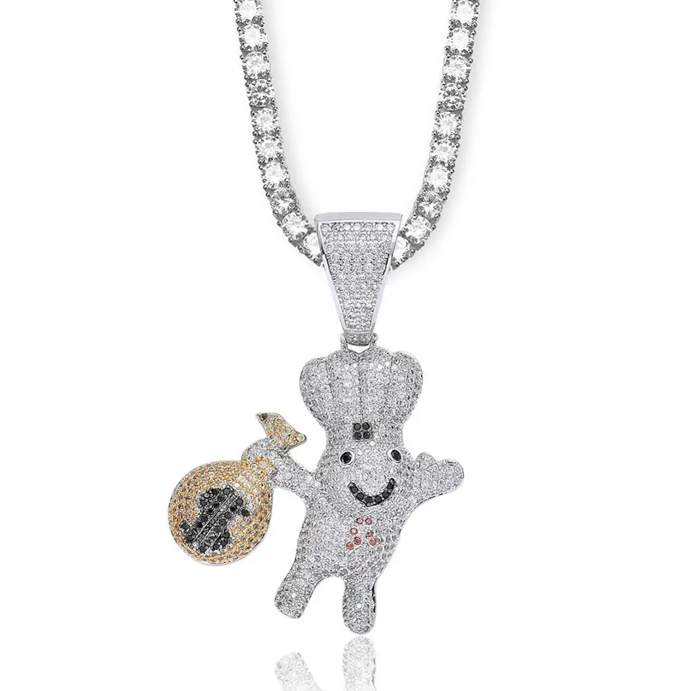 Ожерелье мужское с кулоном-сумочкой и фианитом | Украшения аксессуары