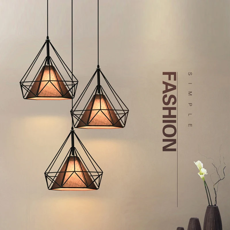 

Nordic Modern Pendant Light Reduce Originality Iron Art Masonry Hanging Lamp Restaurant Personality Birdcage Lighting Fixtures