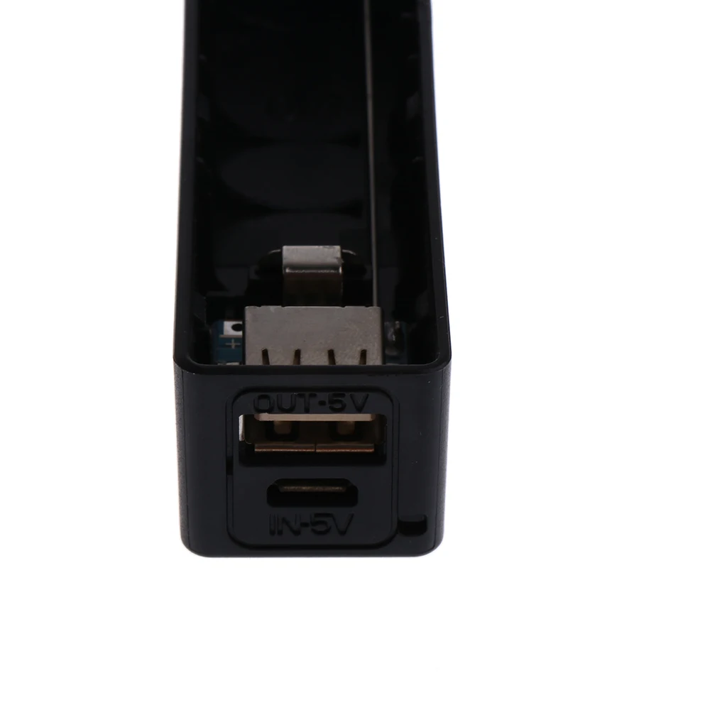 2 Pieces Power Bank Case USB 18650 Battery Charger With Key Chain For Phone MP3  White and Black