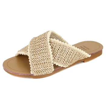 

Women Boho Cross Weave Flat Slippers Breathable Flip Flops for Summer B2Cshop