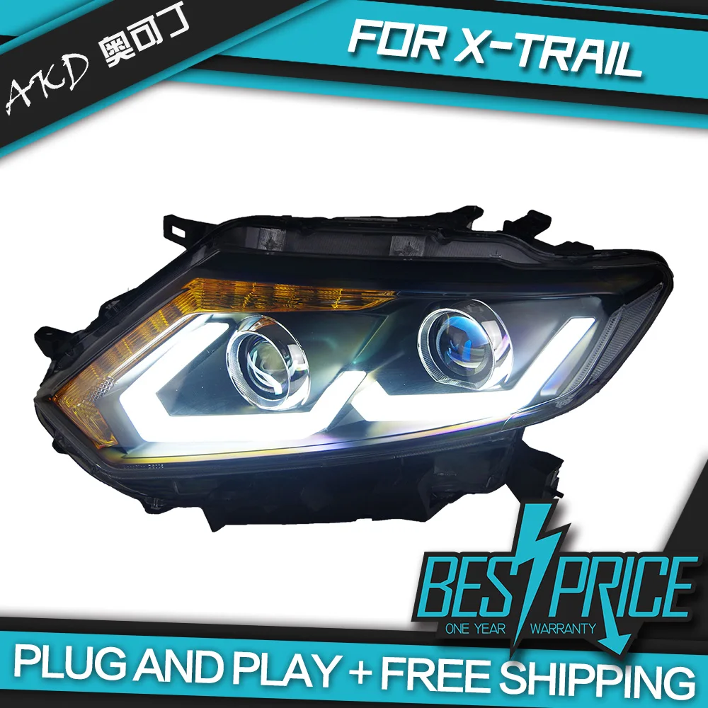 Car Styling Head Lamp case for Nissan X-trail Headlights- Rouge LED Headlight LED DRL H7 D2H Hid Angel Eye Bi Xenon