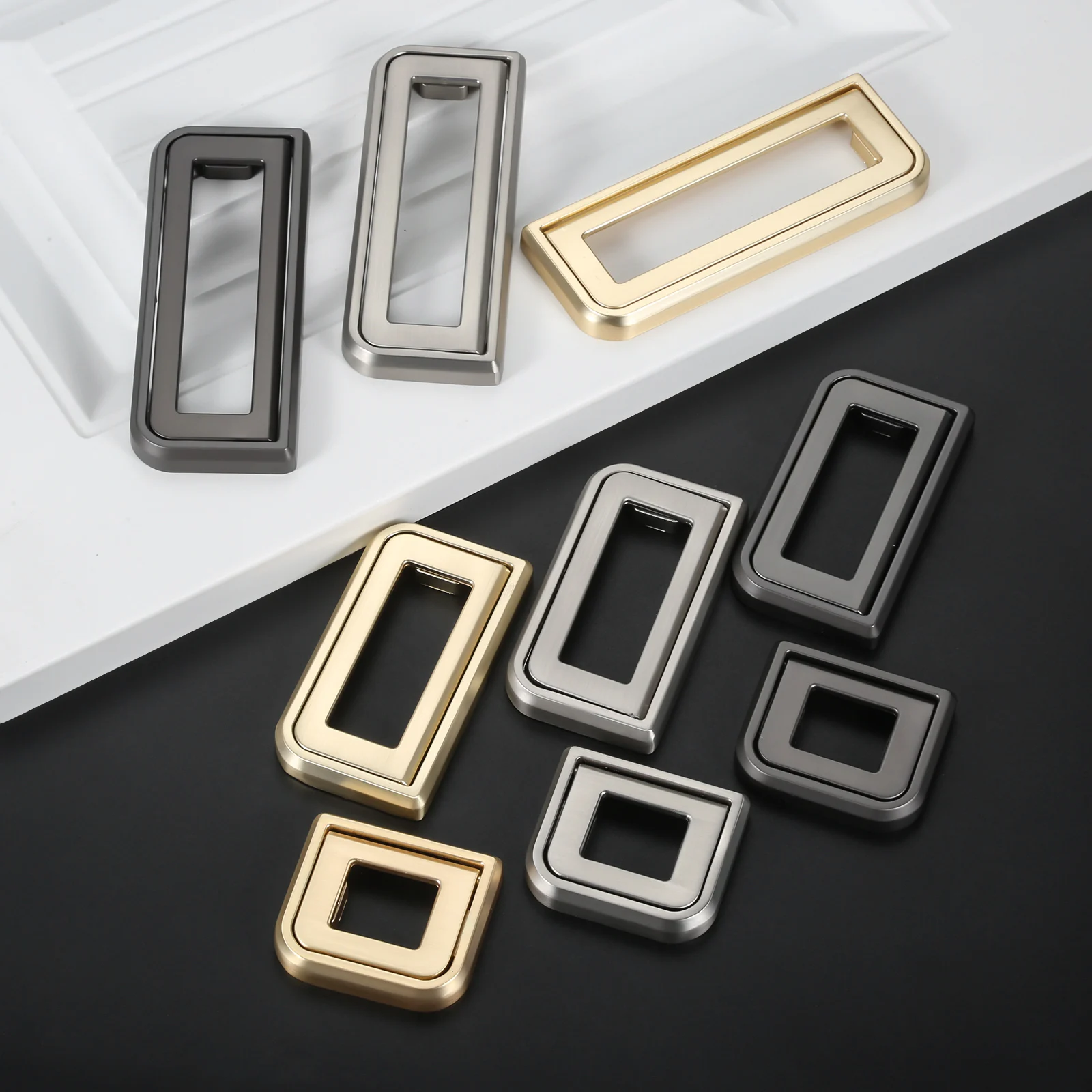 1pc Buckle Panel Handle Invisible Metal Modern Style Ring Knob