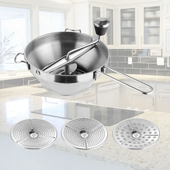 

Manual Grips Food Grinder Stainless Steel 3 Grinding Disks Vegetable Mill Mud Kitchen Blender Tools Practical Cookware