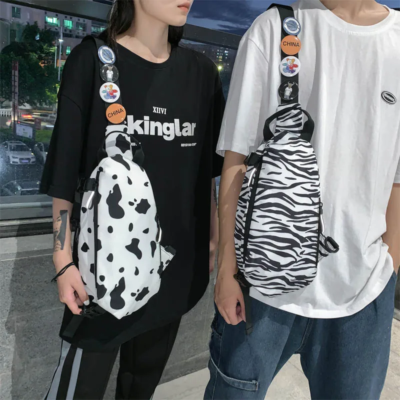 

Нагрудная сумка с узором зебры унисекс, водонепроницаемая вместительная сумочка через плечо, нейлоновый трендовый поясной кошелек для телефона, мужские короткие дорожные мешки