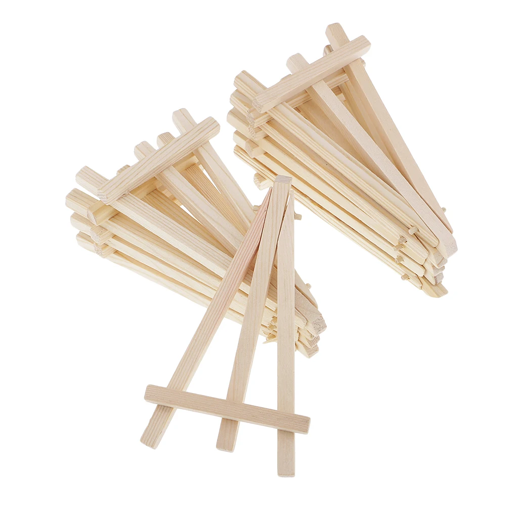 10Pcs Portable Wood Tripod Tabletop Display Easel for Artist Painting, Sketching, Displaying Photos, Decorative Plates and More