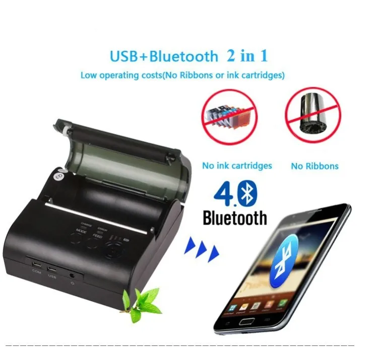 Portable Mini 80mm Bluetooth Wireless Thermal Receipt Ticket Printer For Mobile Phone Android iOS Bill Machine shop printer