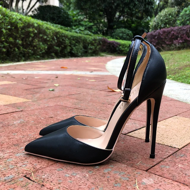 Black PU Strappy Stilettos With Ankle Strap (TP10078-01-BLK) – Truffle  Collection