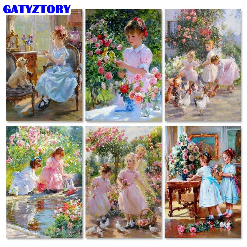 

GATYZTORY рамка DIY масляная краска по номерам фигурки девушка краска по номерам домашний декор картины по номерам на холсте