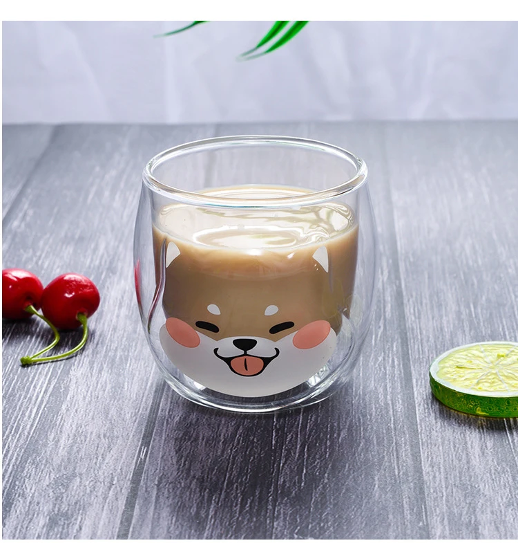 Cute Shiba Inu Double-Layer Isolated Dog Mug, Tea Cup, Leite, Animal Café, Vidro, Natal, Aniversário, Girl Gifts 14 H11456e0878874cd8b2096bc8e08289ebh