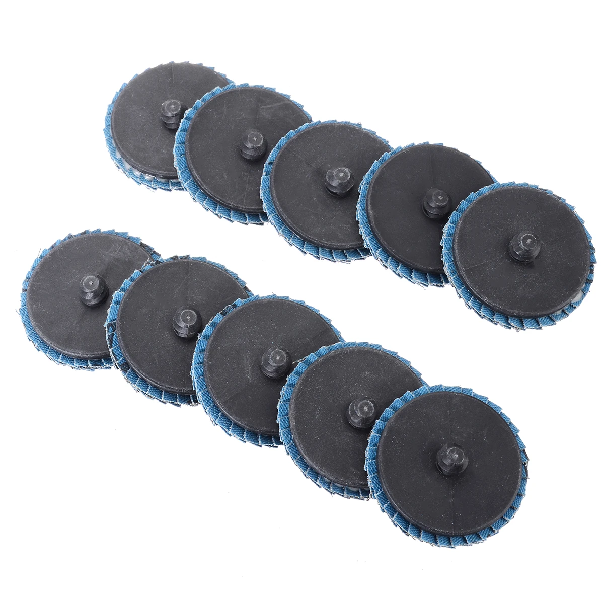 10pcs/Set 2"/50mm Lug Sanding Grinding Wheel 60 Grit Flap Type R Roloc Disc Wheels Wood Metal Plastic Abrasive Tool