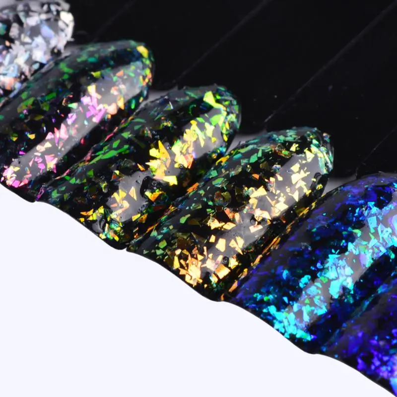 6 Pcs/set Epoxy Filler Nail Dressing Powder Bright Color Brocade Gold Foil Plating Glitter DIY Nails Beauty Sequins