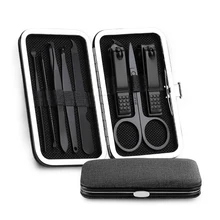 

1 Set Stainless Steel Black Nail Clipper Sets Cutter Trimmer Ear Pick Grooming Kit Pedicure Toe Nail Art Tools Drop Ship TSLM2