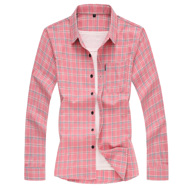 

Jeetoo European/US Size Men Flannel Plaid Shirts Cotton 2021 Casual Long Sleeve Shirt Warm Comfort Regular Fit Man Blouse