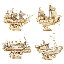 ROBOTIME – Jeu de puzzle 3D vintage en bois à assembler soi même, jouet de bricolage en 4 modèle de bateau et voilier, pour enfant, adolescent et adulte, nouveauté,