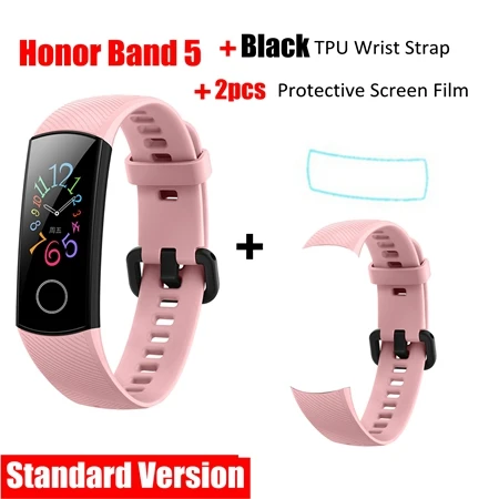 New Arrival Huawei Honor Band 5 Smart Bracelet Blood Oxygen Monitor Oximeter Health Tracker Bracelet Waterproof Sport Wristband - Цвет: pink add pink strap