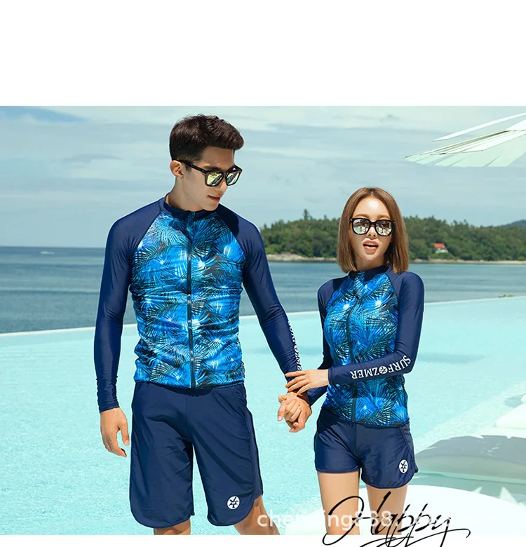 

New Style Women's Five-Piece Men's Three Pieces Split Type Long-sleeve Zipper Trousers Snorkeling Couples Bathing Suit