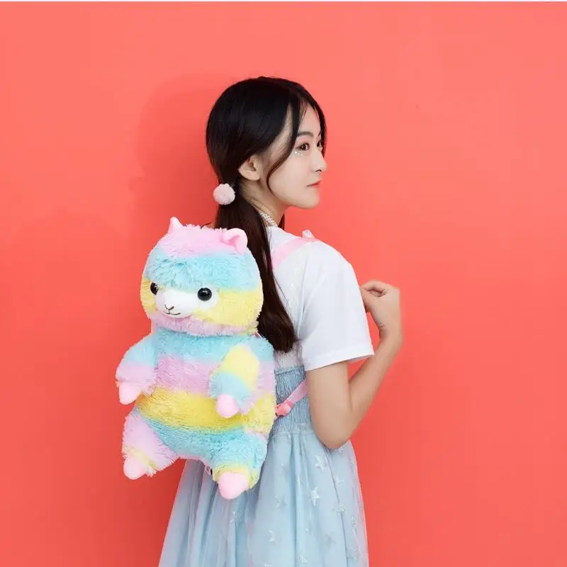 40 см Kawaii Альпака рюкзак Радуга мягкая сумка через плечо дети девочки подарок