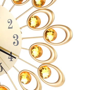 

Modern Metal Wall Clock Diamond Rhinestone Iron Art Silent Room Home Office Decor 28TC