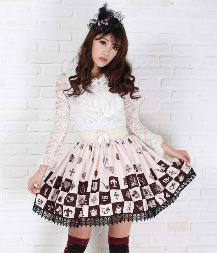 

Princess sweet lolita skirts Sweet Princess Noble Alice Chess Lattice Lady Lolita Half-length Skirt Short Skirts GZWY108