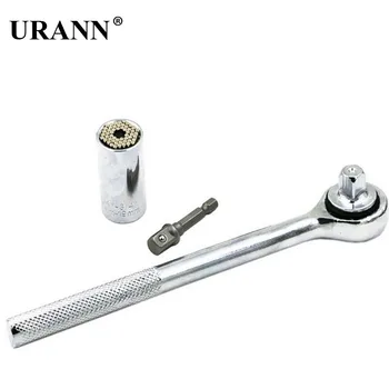 

3pcs/set Universal Torque Wrench Set Head Key Sleeve Socket 7-19mm Ratchet Spanner Power Drill Kits Magical Grip Hand Tool
