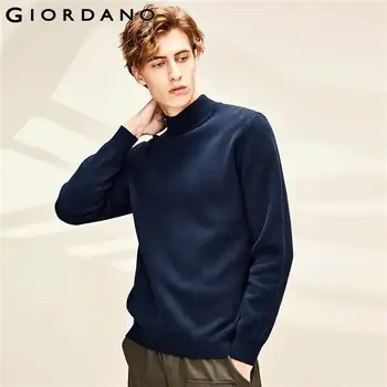 

Giordano Men Sweaters Combed Cotton Mockneck Sweater 12 Needle Knitting Ribbed Cuffs Plain Pulover Masculino 01050806