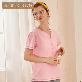 

Couple Pajamas Sets Top With Shorts Pajama Set Ladies Short Sleeve Cute Pijama Set 2020 Lover Pyjamas Women Pink Sleepwear