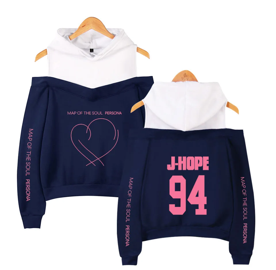Толстовки с капюшоном открытыми плечами Корейская версия J-HOPE 94 принтом для