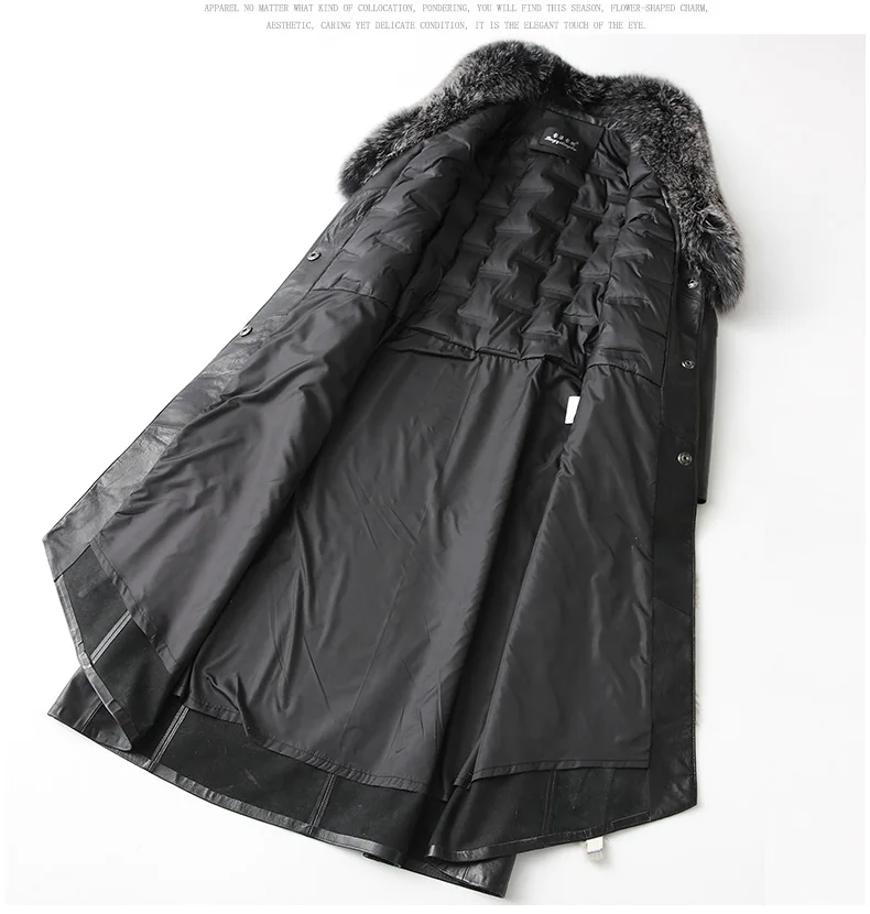 AYUNSUE/куртка из натуральной кожи, зимняя куртка для женщин, Длинные пуховики с воротником из натурального Лисьего меха, натуральная овчина, пальто MY3819
