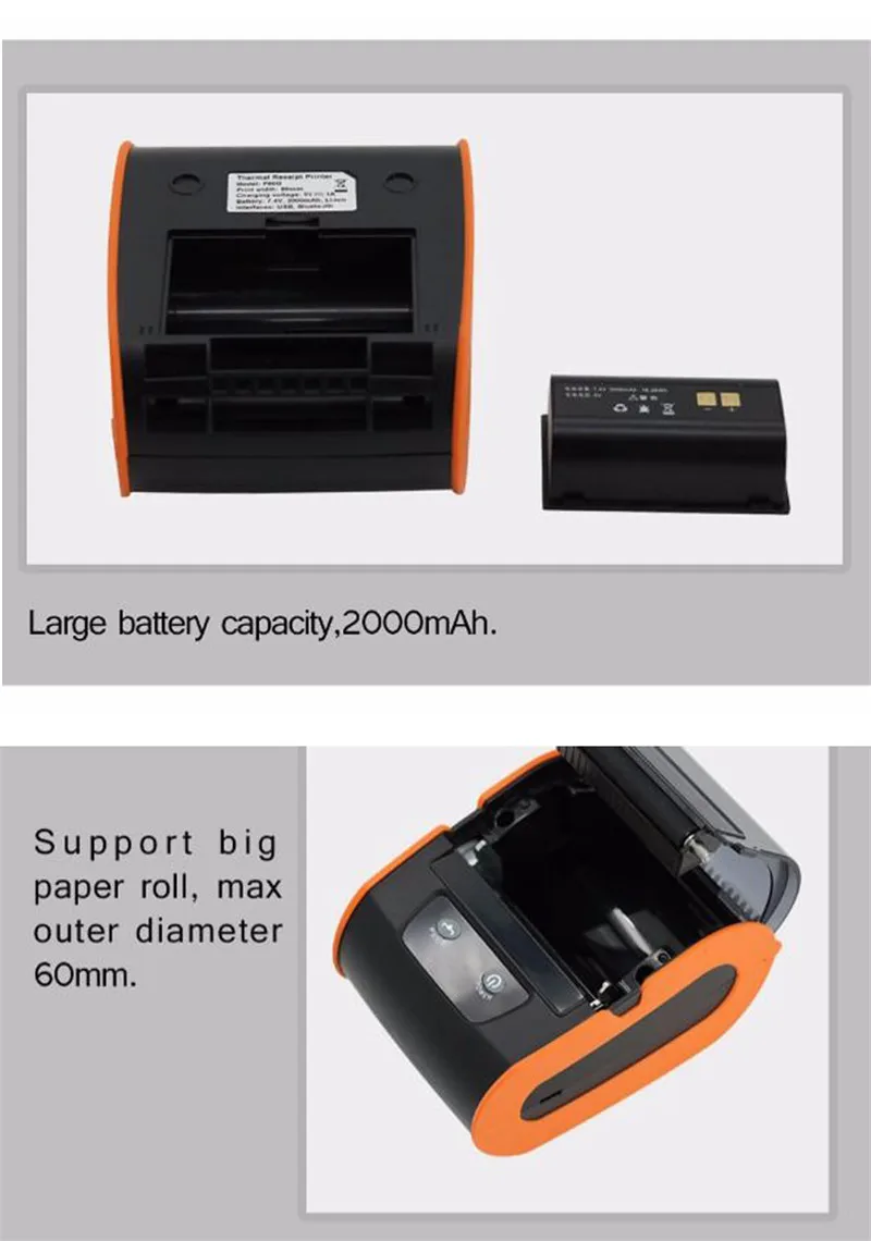 PD80 inkless wireless usb wide paper thermal label printer (7)