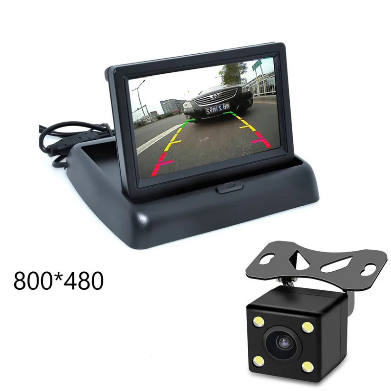 Автомобильный монитор 4," дисплей для камеры заднего вида складной цветной TFT ЖК-дисплей видео PAL/NTSC Авто Парковка заднего вида резервного копирования