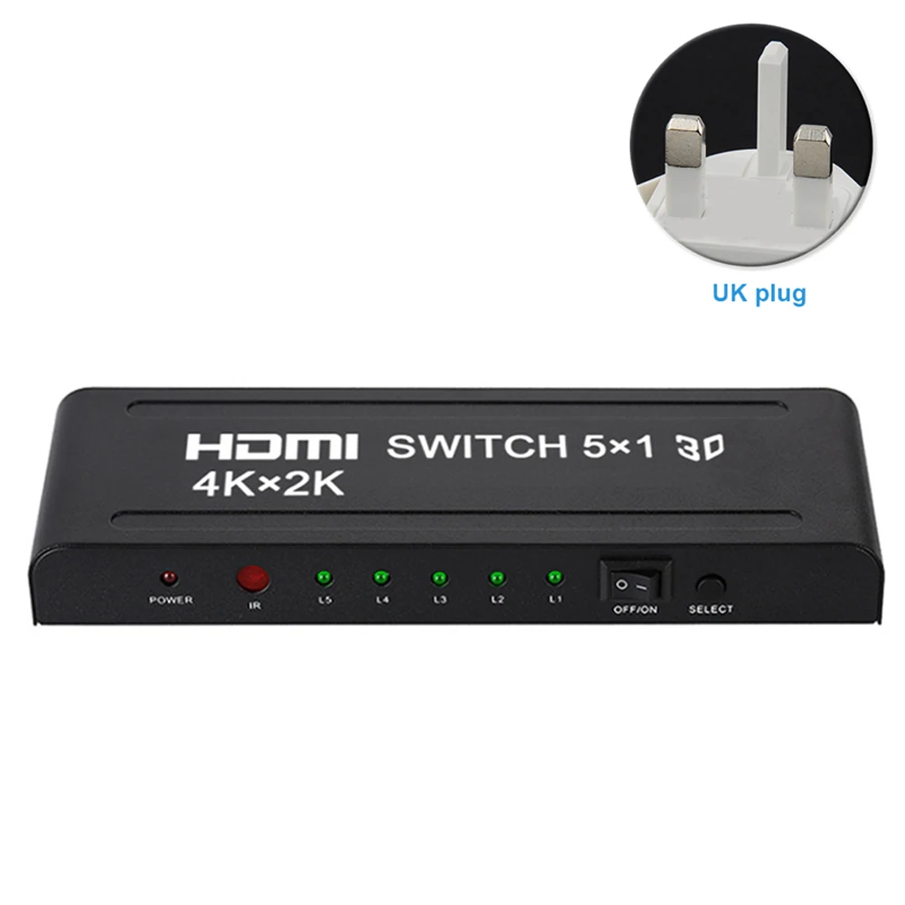 

With IR Remote Audio Dolby Vision Adapter Universal Auto Switching 4K HD HDMI Switch Splitter Connector Device 5 In 1 Out Manual