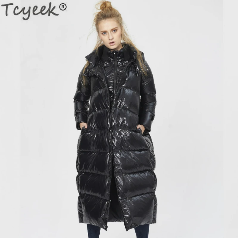 Tcyeek зима 90% куртка пуховик на утином пуху для женщин длинные пуховые куртки парки