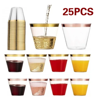 

25pcs Party One Time Transparent Plastic Plastic Cup Disposable Cup Transparent Cup Light Family Ice Cream
