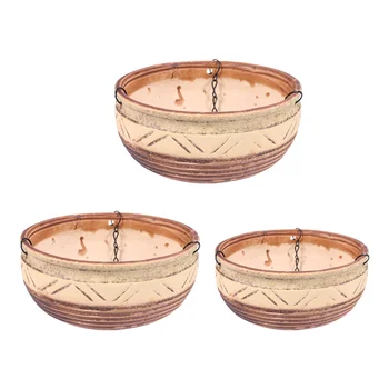 

1 Set/3pcs Useful Ceramics Art Flower Pot Household Garden Pot Gardening Daily Flower Arrangement Hanging Pot for Home Garden Ro