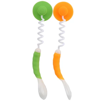

2Pcs/set Creative Baby Silicone Spoon Baby Safety Temperature Sensing Kids Flatware Feeding Spoons And Fork With Suction Cup