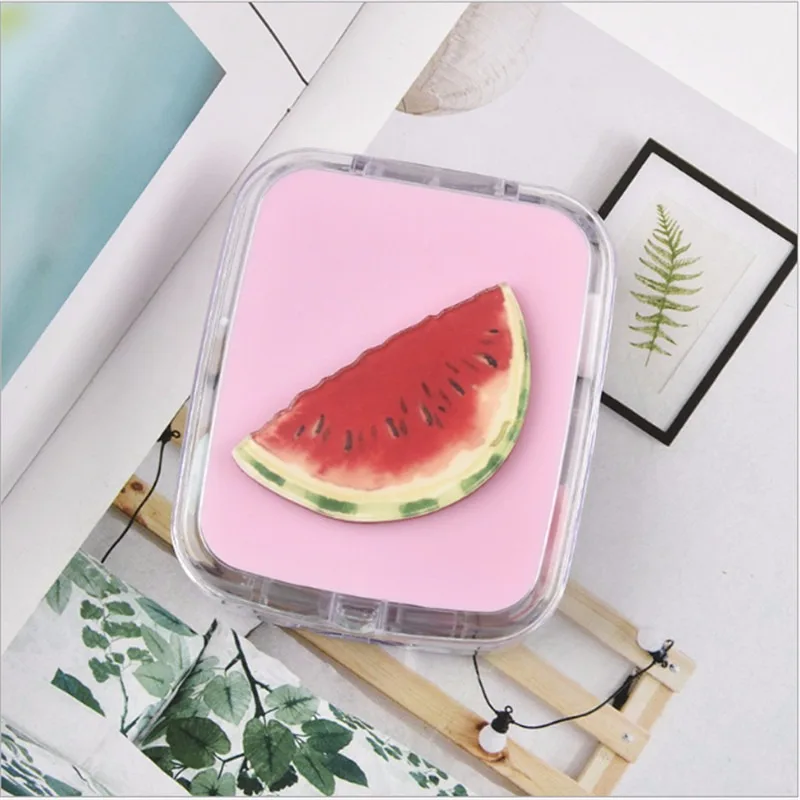 Pink watermelon 1 шт. милый мультяшный чехол для контактных линз с фруктами с зеркалом портативная коробка для контактных линз милые очки для путешествия коробка для контактных линз Милая - Цвет: Pink watermelon