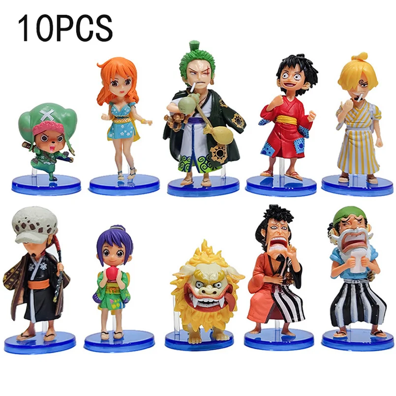 

10pcs One Piece Figure Luffy Figurine Zoro Nami Usopp Sanji Chopper Robin PVC Action Figure Franky Brook Model Toy Gift for Kids