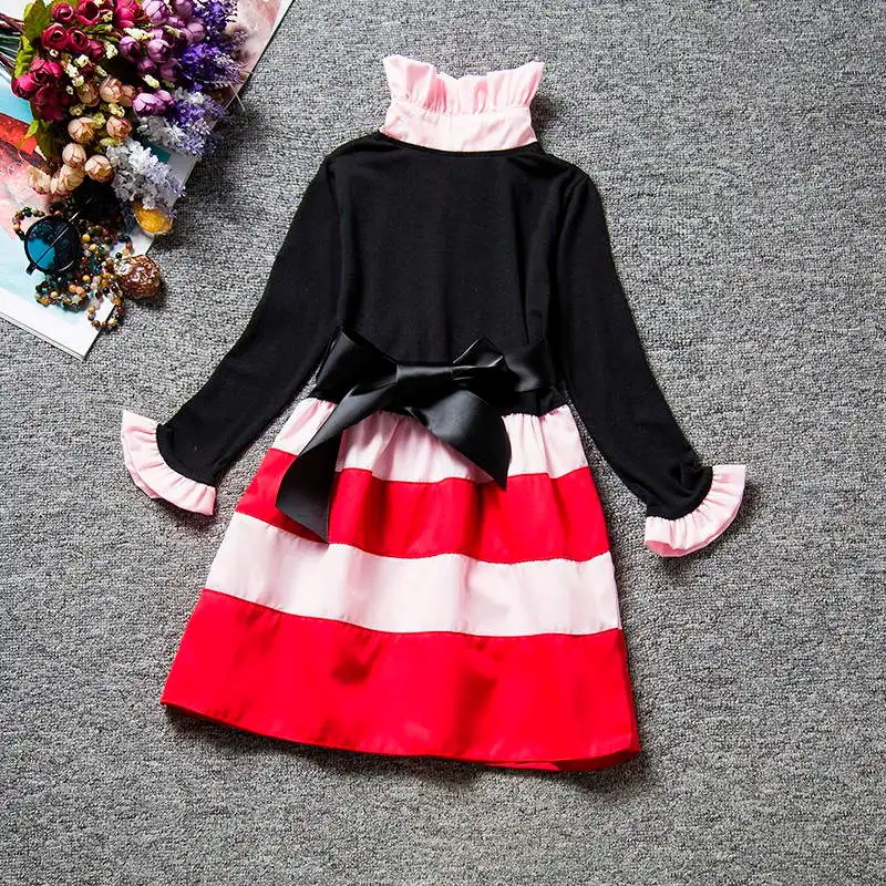Платье с длинными рукавами для девочек; повседневная детская одежда; От 2 до 6 лет платье-пачка для дня рождения; праздничная одежда; одежда для детей; vestidos - Цвет: Black 1
