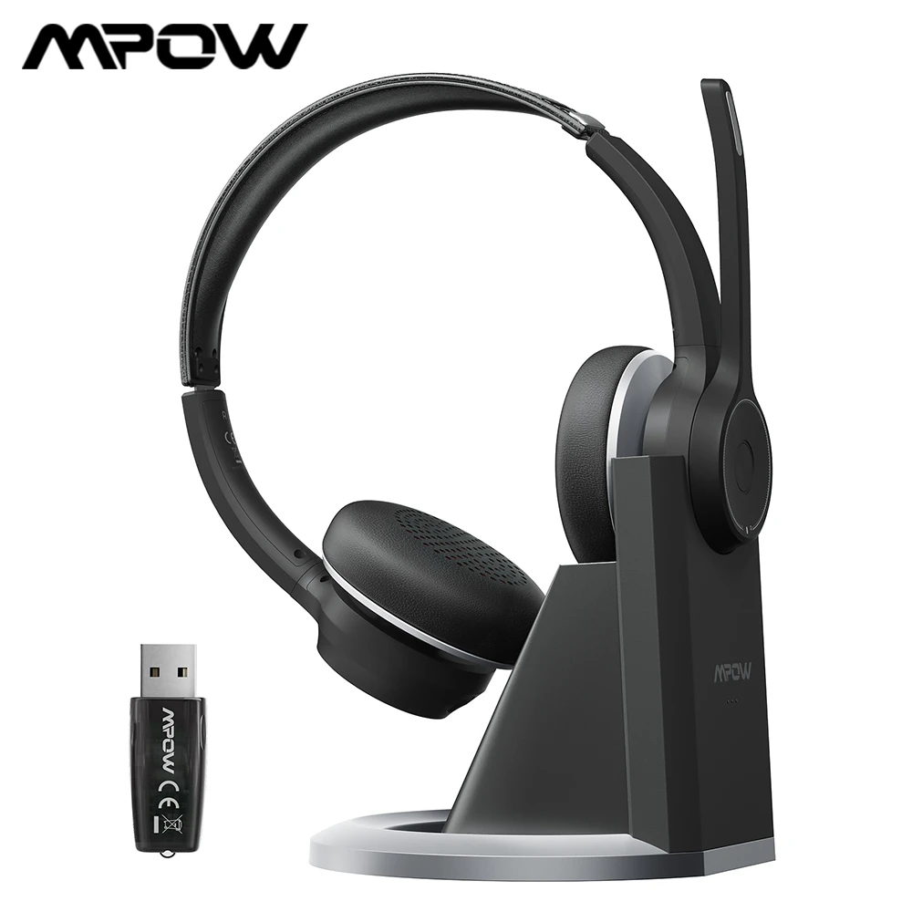 Mpow Hc5 Pro Wireless Office Headsets With Charge Base Bluetooth 5.0