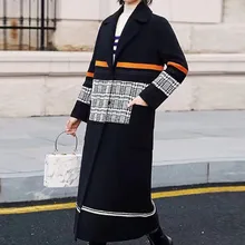 Feitong зимнее длинное приталенное Женское пальто, уличный сверхразмерный Тренч из смеси кашемира и шерсти с поясом, верхняя одежда, куртка