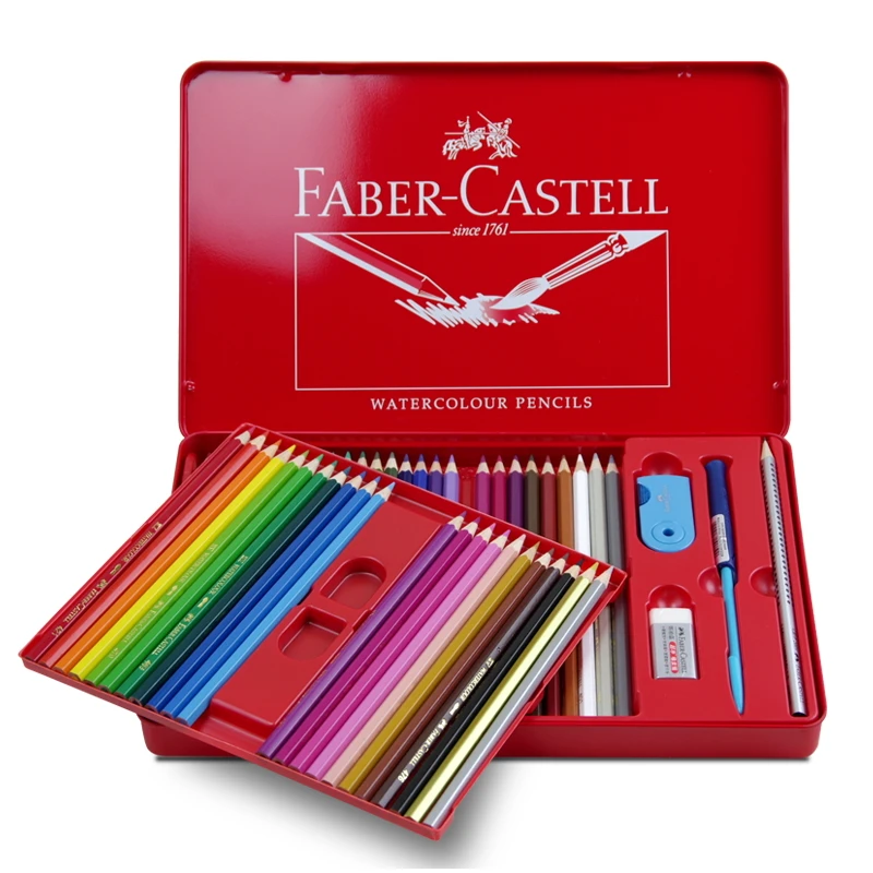 Карандаш водоцветный Faber Castell 24/36/48 цветов Оловянная коробка набор нетоксичных