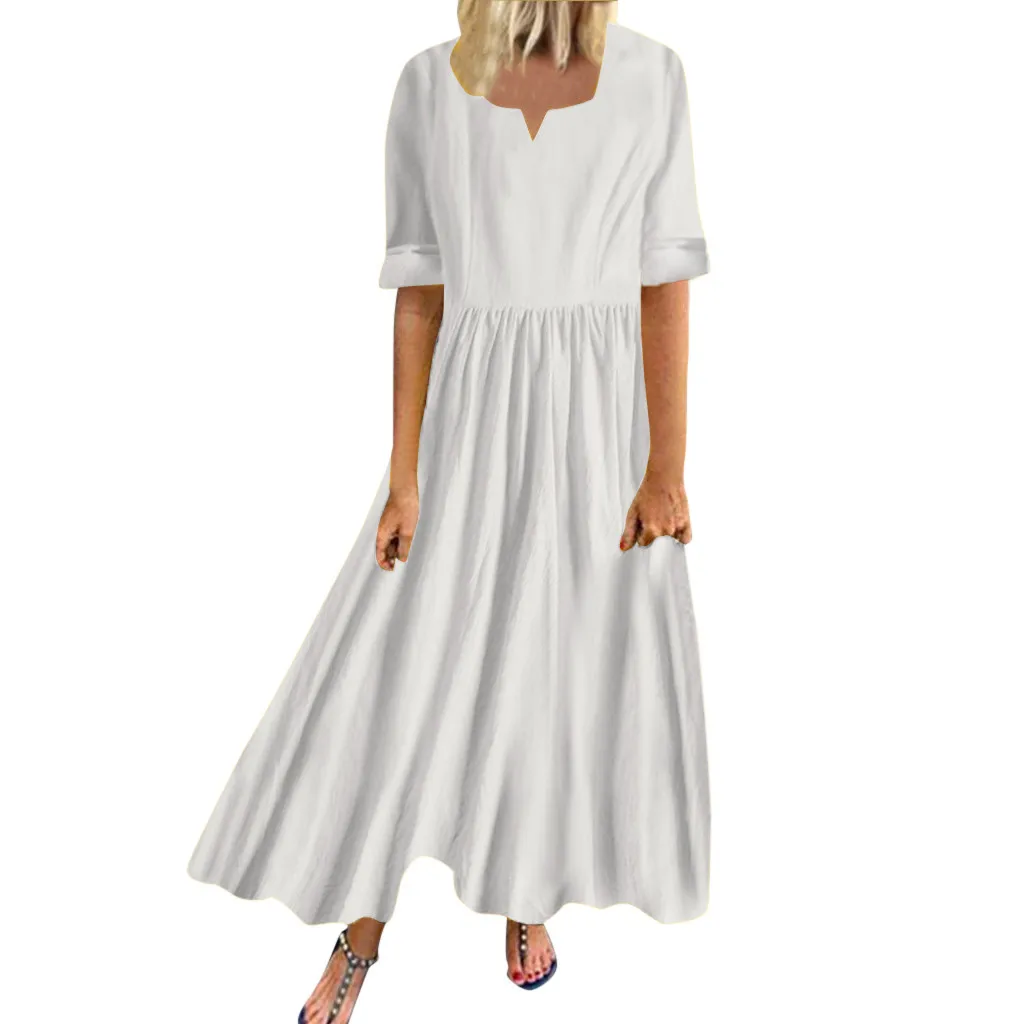 Women Dress Summer Womens Summer Long Sleeve Dress Loose A-line Party Solid Dress Women Casual Maxi Dress Women Dress Summer Womens Summer Long Sleeve Dress Loose A-line Party Solid Dress Women Casual Maxi Dress