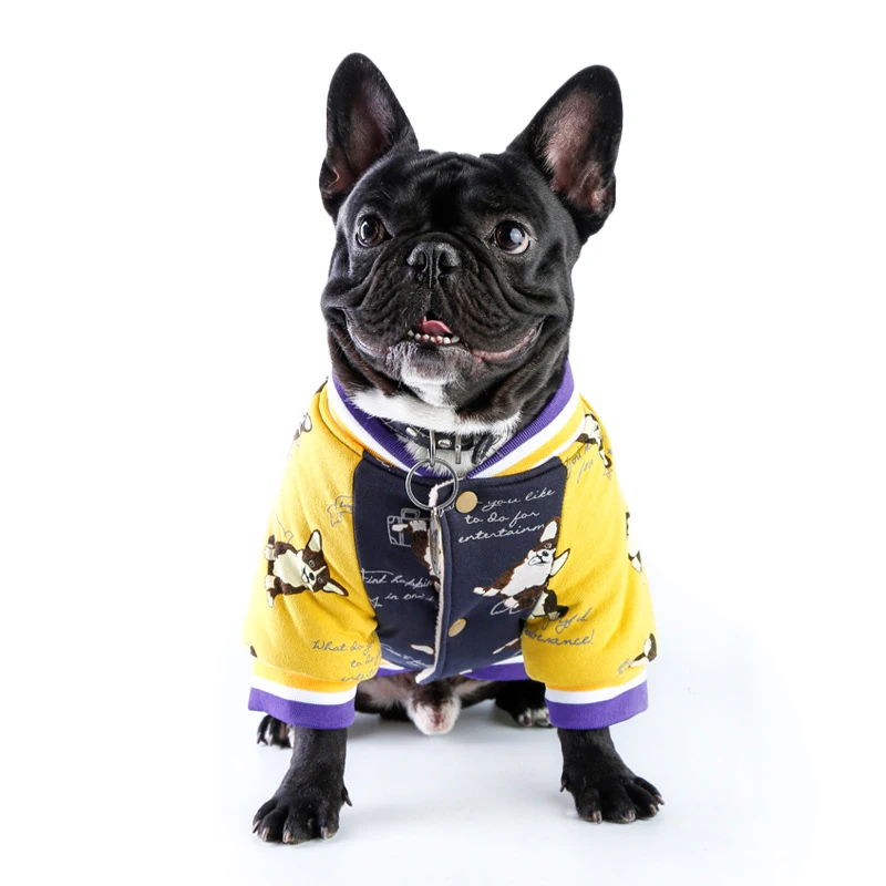 Хлопковая теплая куртка с французским бульдогом, зимняя одежда для собак, одежда для маленьких собак, одежда для домашних животных, чихуахуа, йоркширского терьера, пальто с принтом, костюм для Мопса