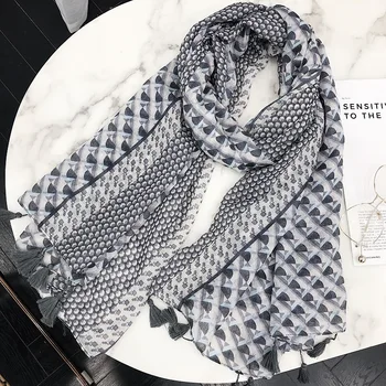 

2020 Fashion Silk Scarf Geometry Grey Scarf Women's Cotton in Winter Warm fringed Neck Scarf scarves infinity scarf shawl