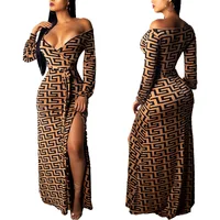 Women Dress Autumn 2019 Ladies Leopard Print Dresses Sexy Women V Neck Long Sleeve Midi Dress Womens Dresses Fall Evening Party